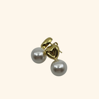 Gold Heart Pearl Earrings