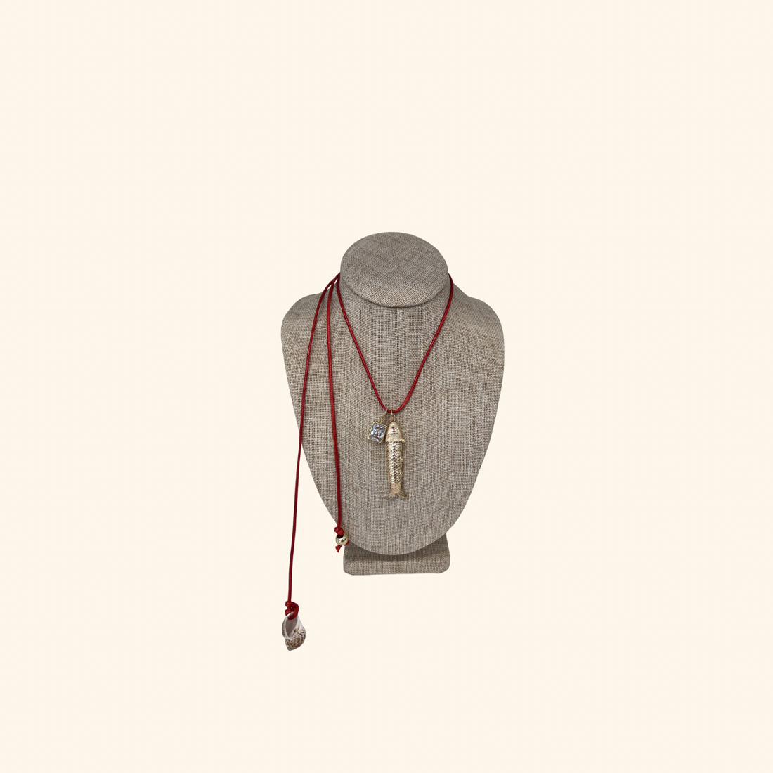Fish & Diamond Square Rope Necklace