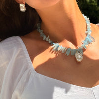 Aquamarine Fringe Necklace Necklace