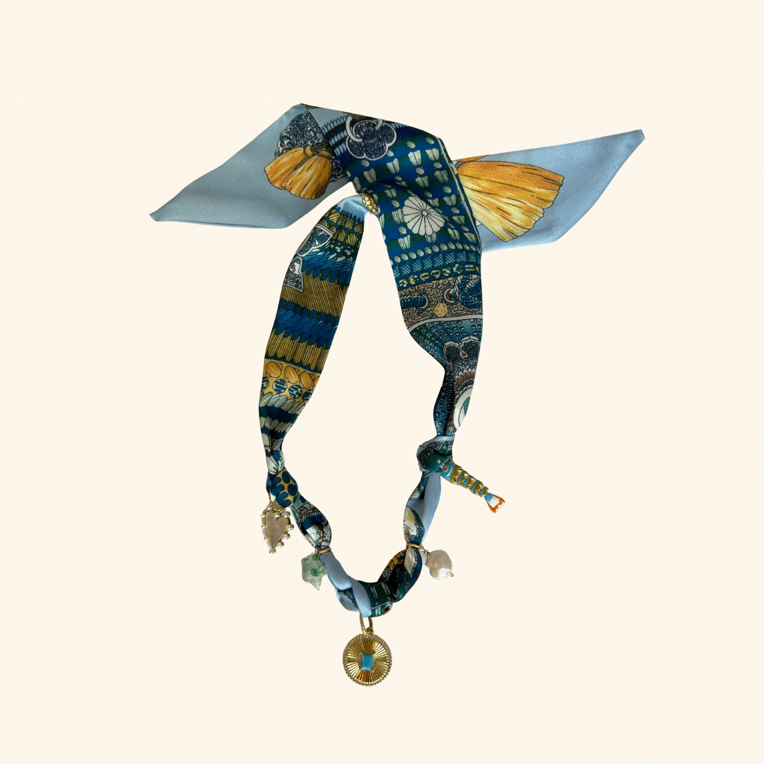 Lucky Ocean Blue Scarf Necklace