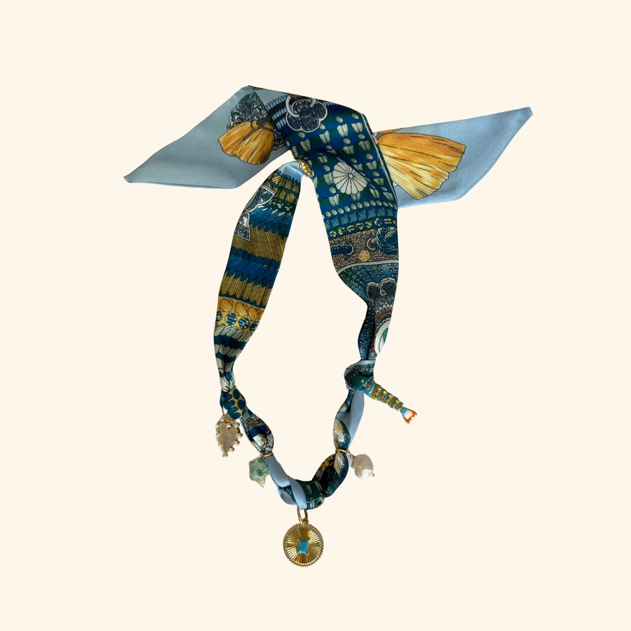 Lucky Ocean Blue Scarf Necklace