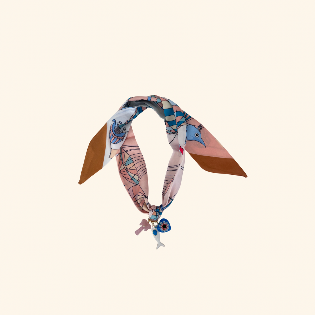 Pink Palm Tree, Love & Prosperity Scarf Necklace