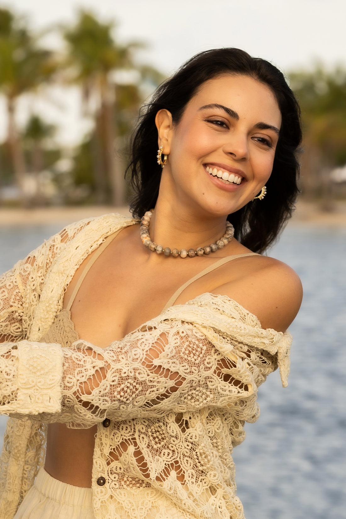 Driftstone Beige Beach Beads Necklace