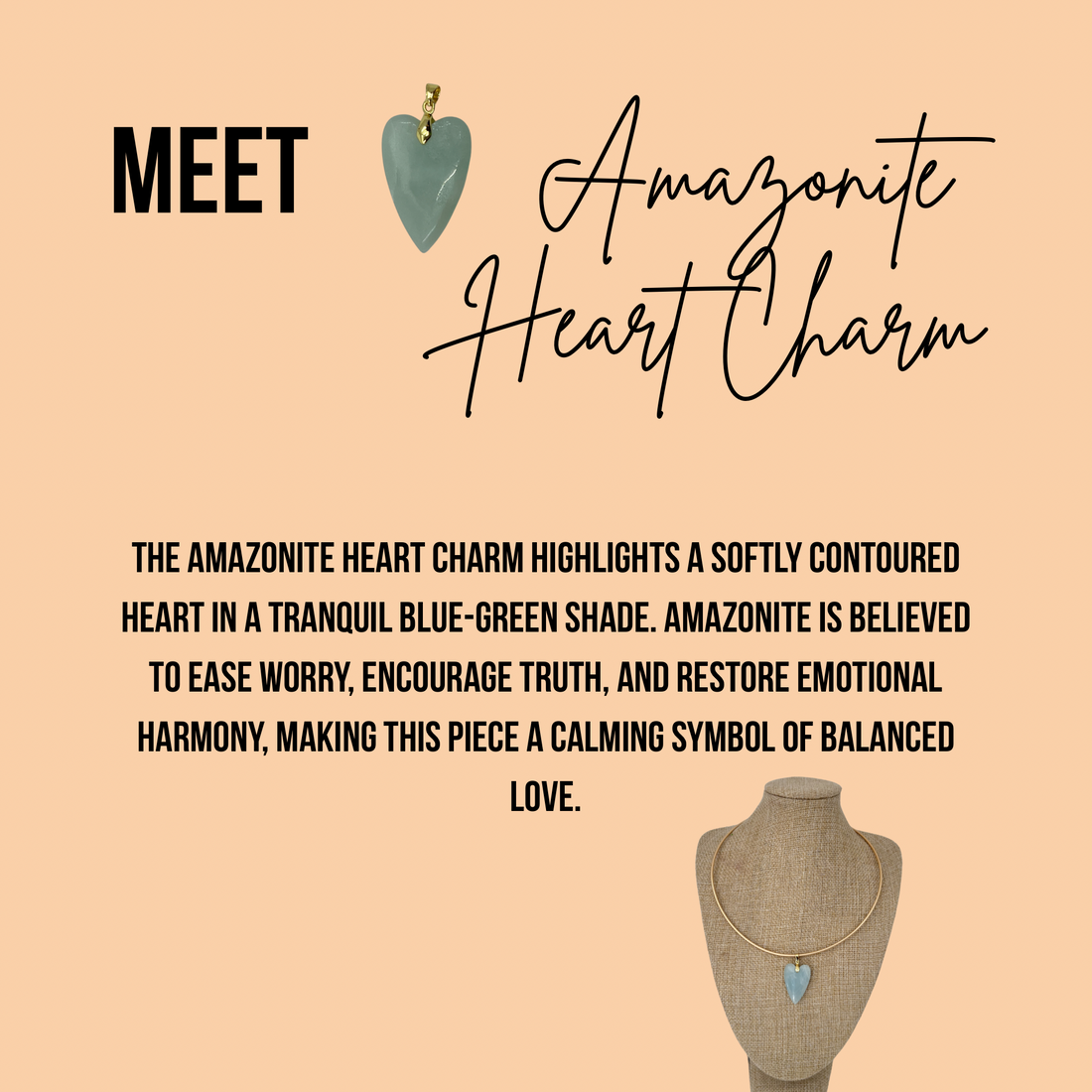 Amazonite Heart Charm