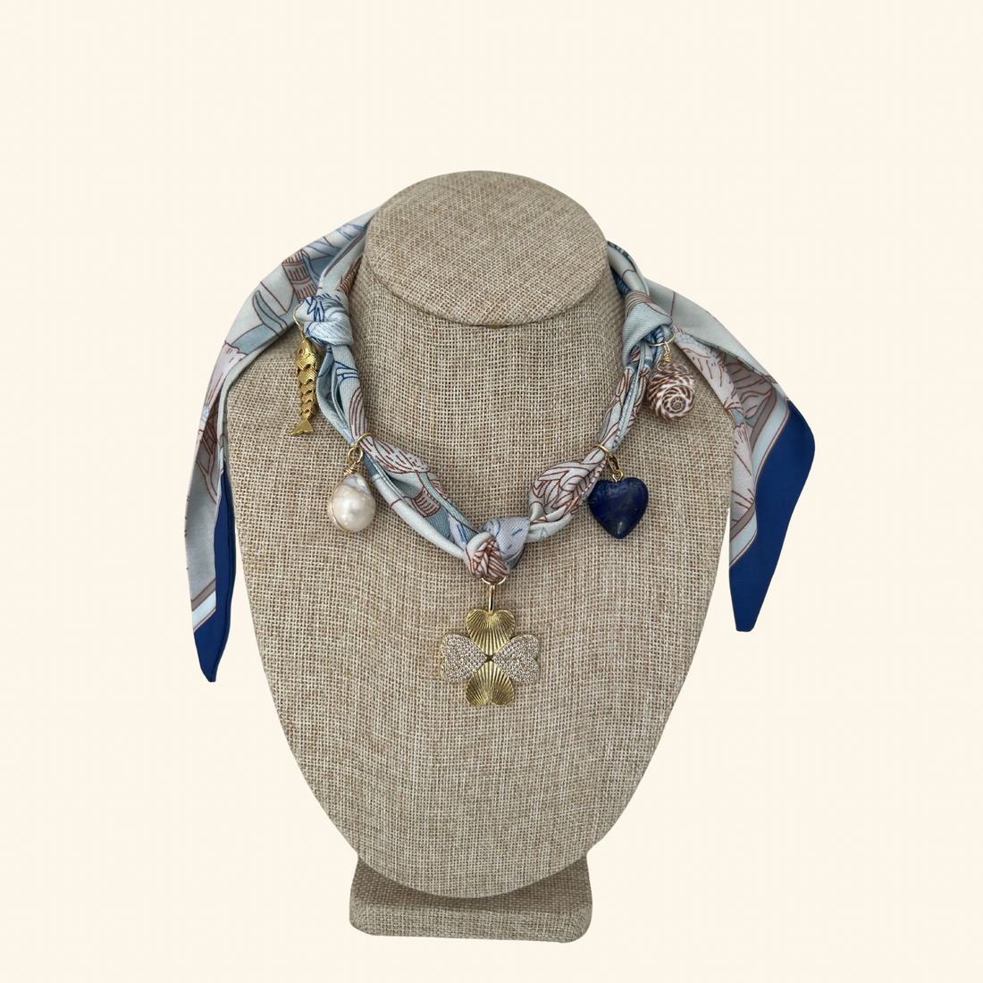 Lucky Blue Love Scarf Necklace