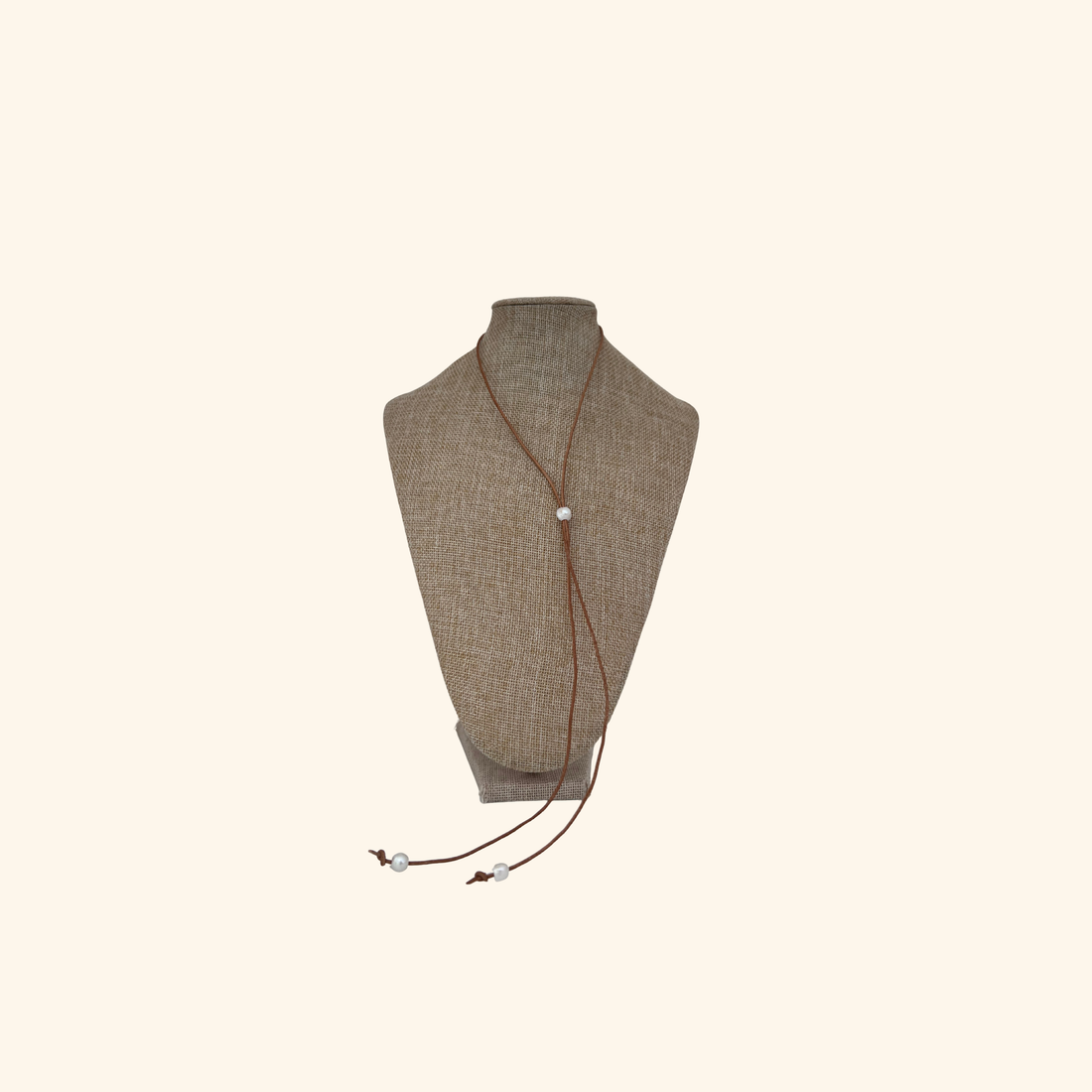 Leather and Pearl Bolo Necklace