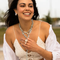 Aquamarine and Pearl lariat