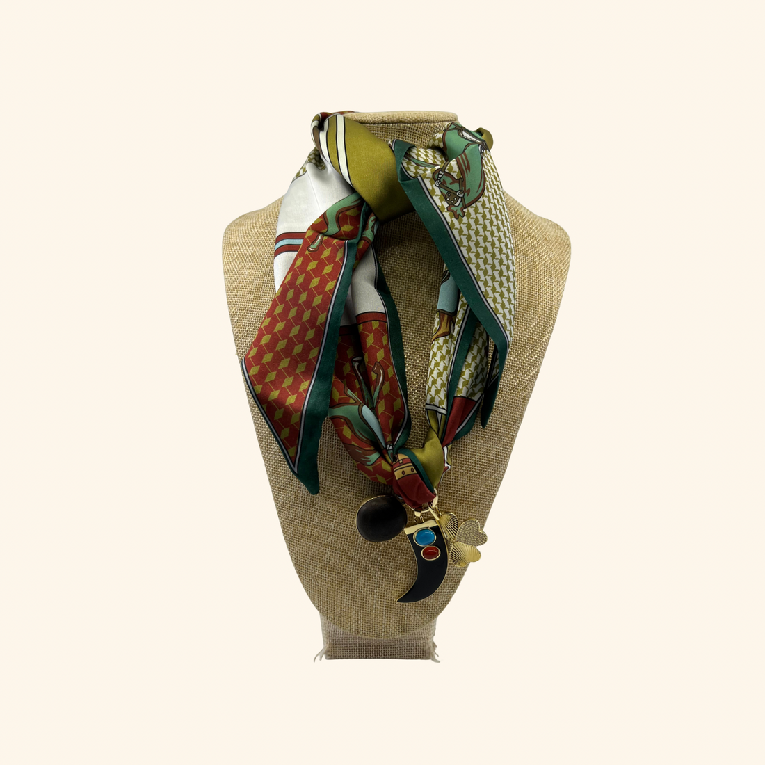 Brown Horn Clover Scarf Necklace