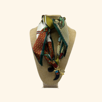 Brown Horn Clover Scarf Necklace