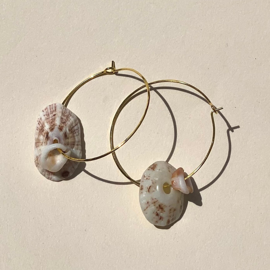 St. Barth Shell Hoop Earrings- Le Toiny Shop Jewelry Summer Accessories MCHARMS