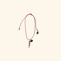 Fish & Tiger’s Eye Scallop Shell Rope Necklace