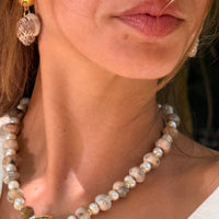 Gold Ball and Shell Earrings