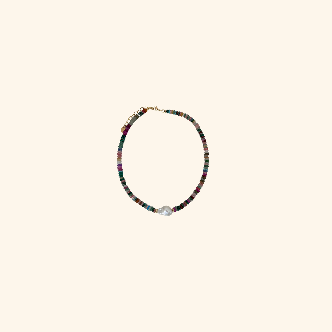 Baroque Pearl Rainbow Disc Necklace