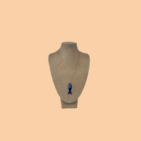 Navy Blue & Aqua Stone Fish Charm