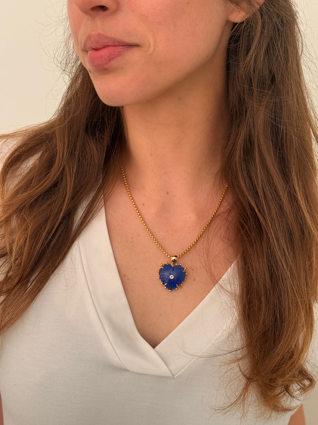 Gemstone Heart Chain Necklace