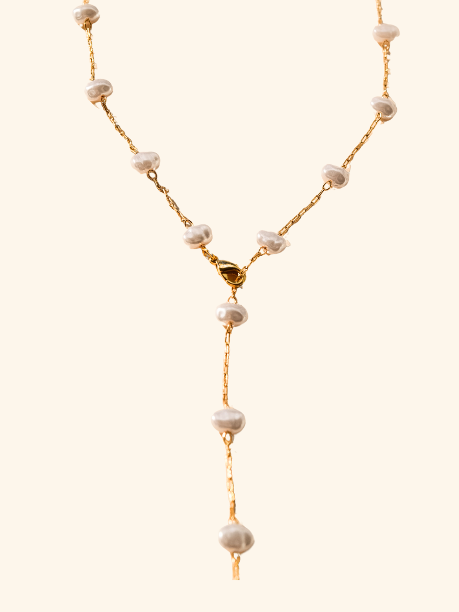 Pearl Nugget Lariat Necklace