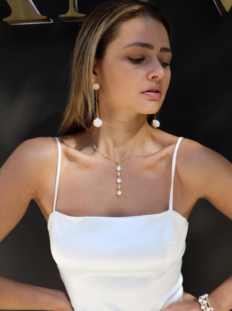 Pearl Trio Drop Necklace shop Jewelry at MCHARMS