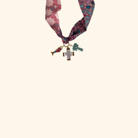 Escalope Rose & Fish Scarf Necklace