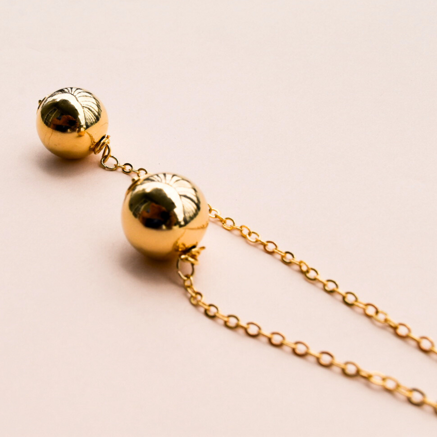 Double Golden Orb Necklace Shop Jewelry at MCHARMS