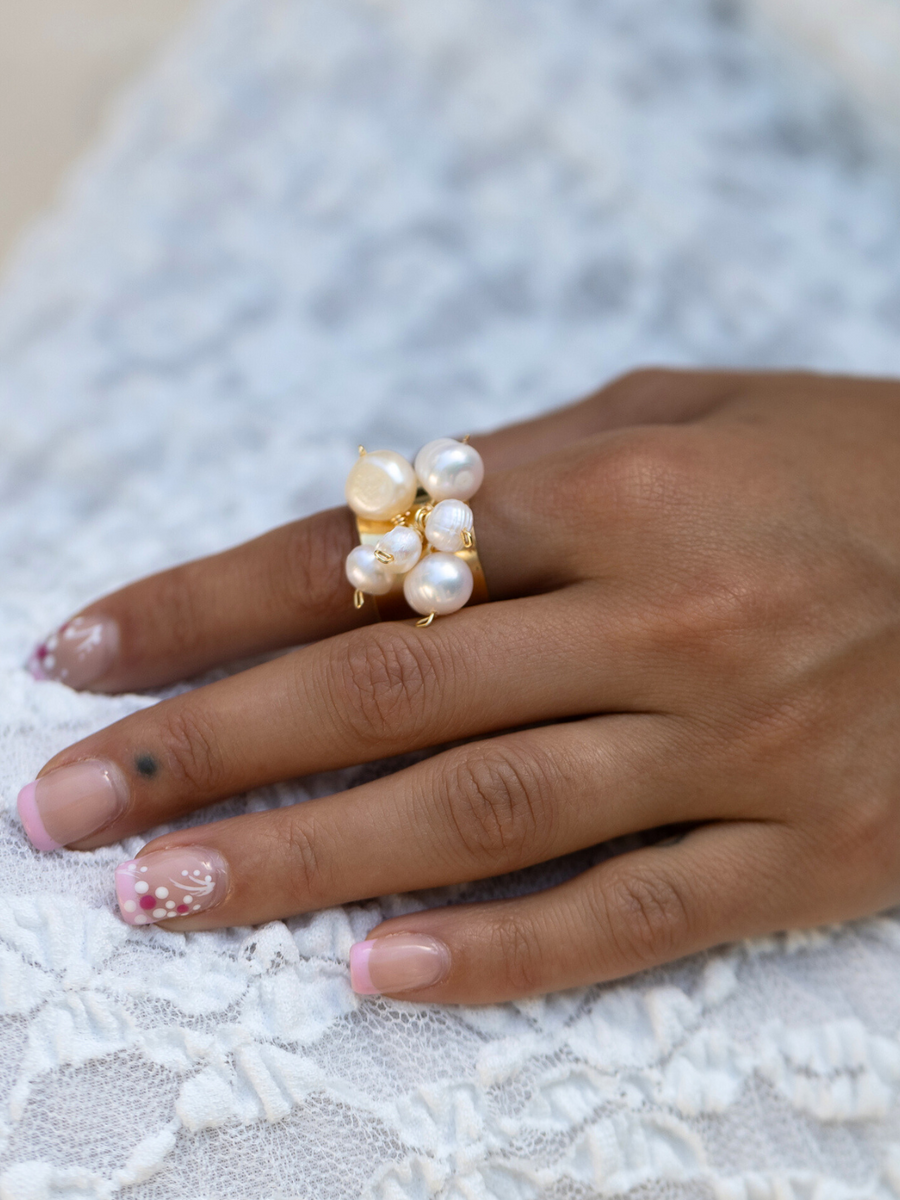 Pearl Cluster Ring Shop Jewelry at MCHARMS