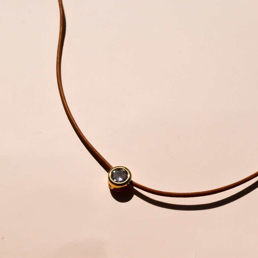 Seville Leather & Diamond Necklace Shop Jewelry MCHARMS 