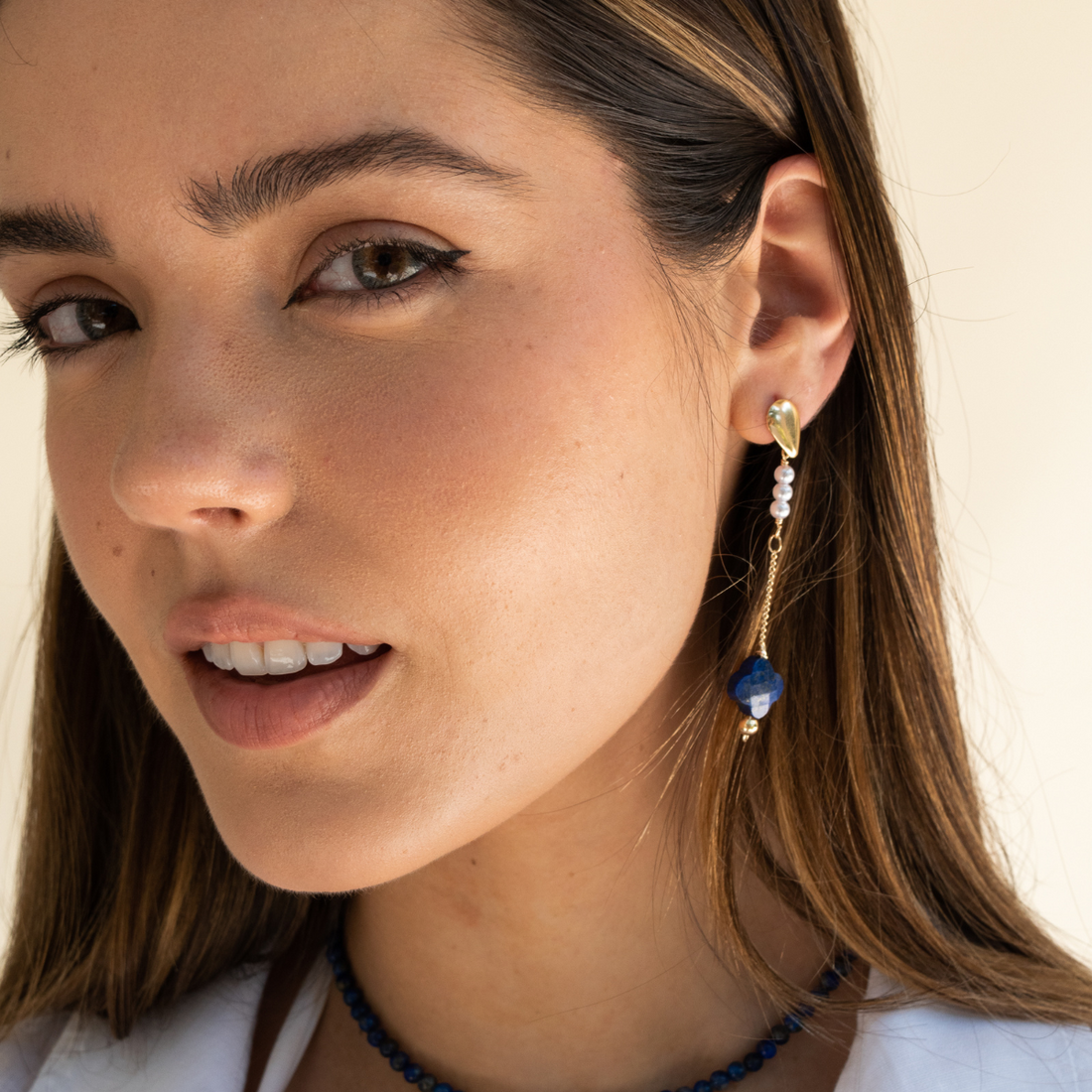 Blue Lucky Clover Earrings