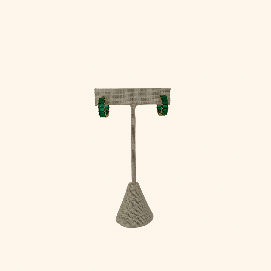 Emerald Hoop Earrings