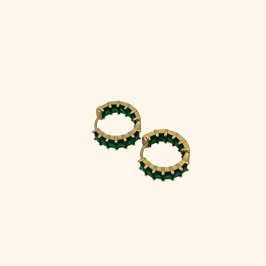 Emerald Hoop Earrings