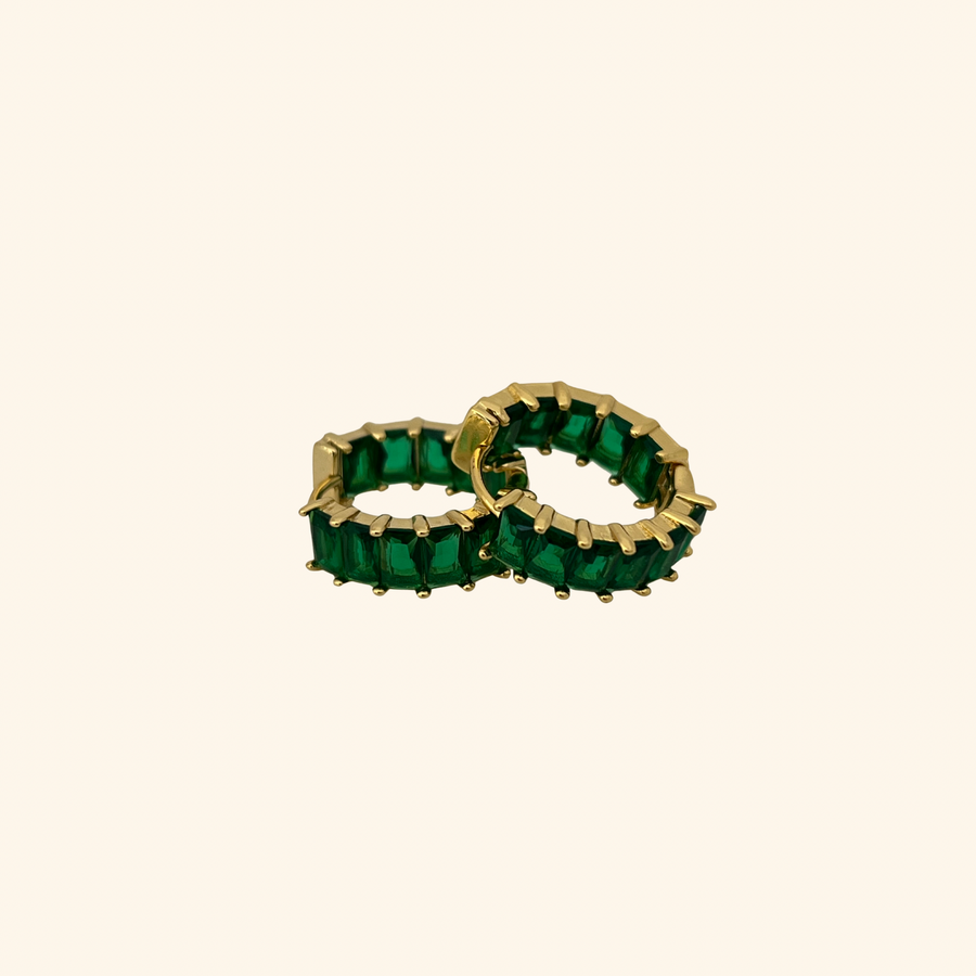 Emerald Hoop Earrings