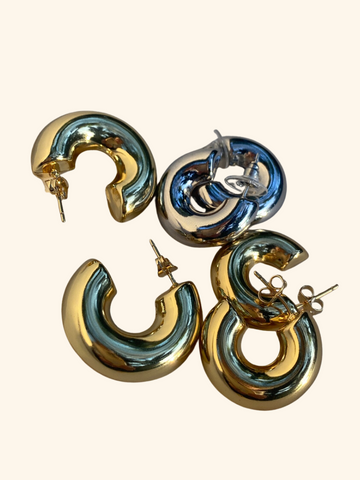 Donut Hoops Earrings - Gold & Silver