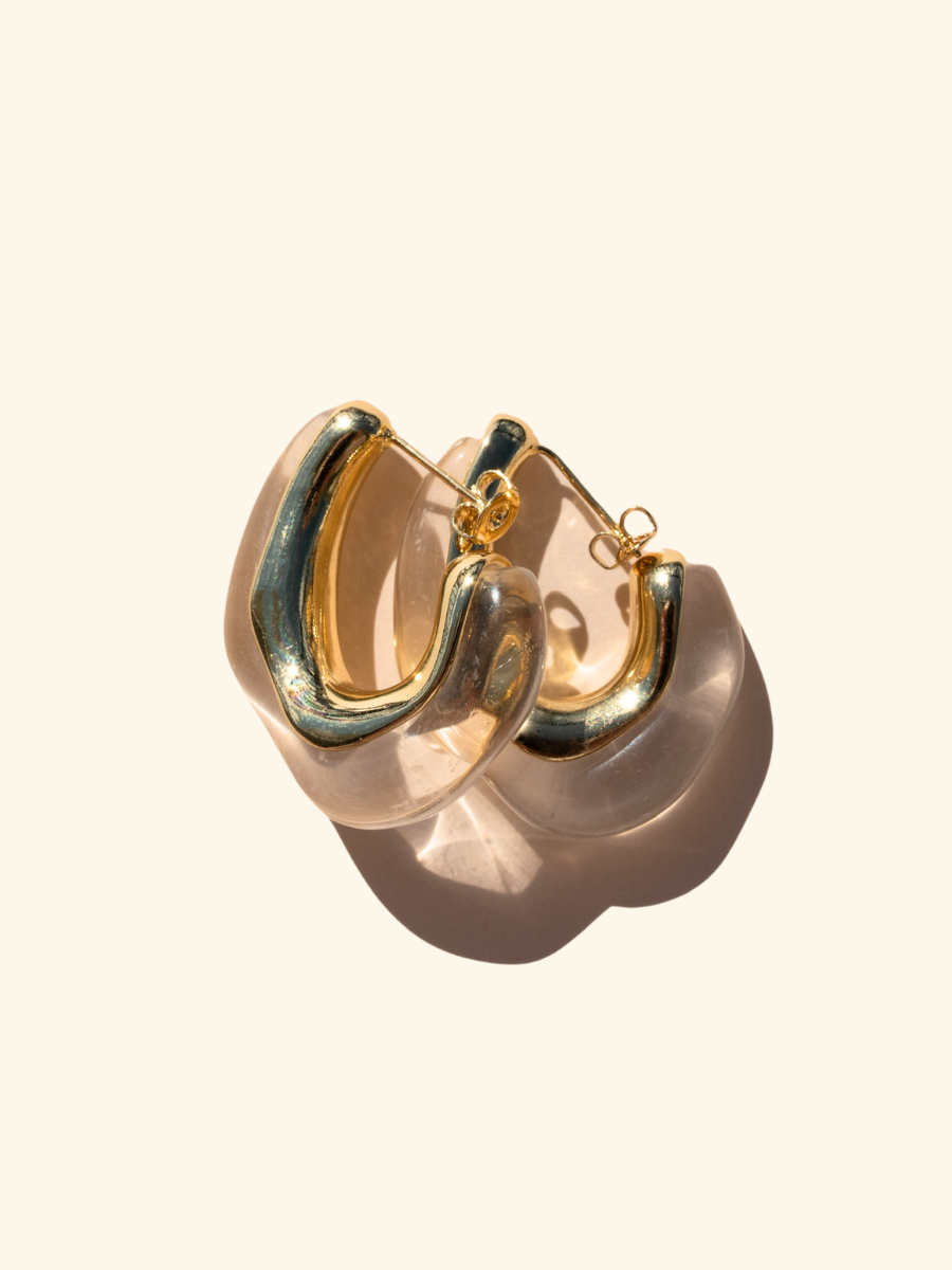 Acrylic and Gold Hoop Earrings