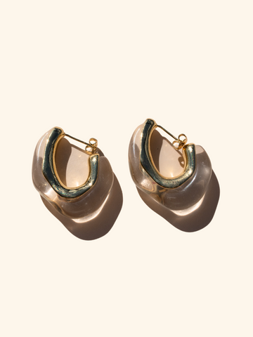 Acrylic and Gold Hoop Earrings