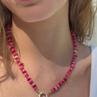 Red Coral and Pink Beaded Necklace