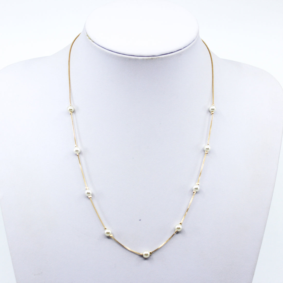 Two Line Gold Bead & Pearl Necklace – Sanvi Jewels