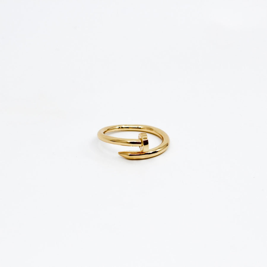 Gold Nail Ring. Adjustable Brazilian gold plated nail design ring. Fancy Ring. Rings. Ring. Handmade Jewelry. Miami Jewelry. Affordable Sustainable Jewelry. Affordable Prices. Jewellery. Jewelry stores. Shop Jewelry. MCHARMS. Handmade rings.