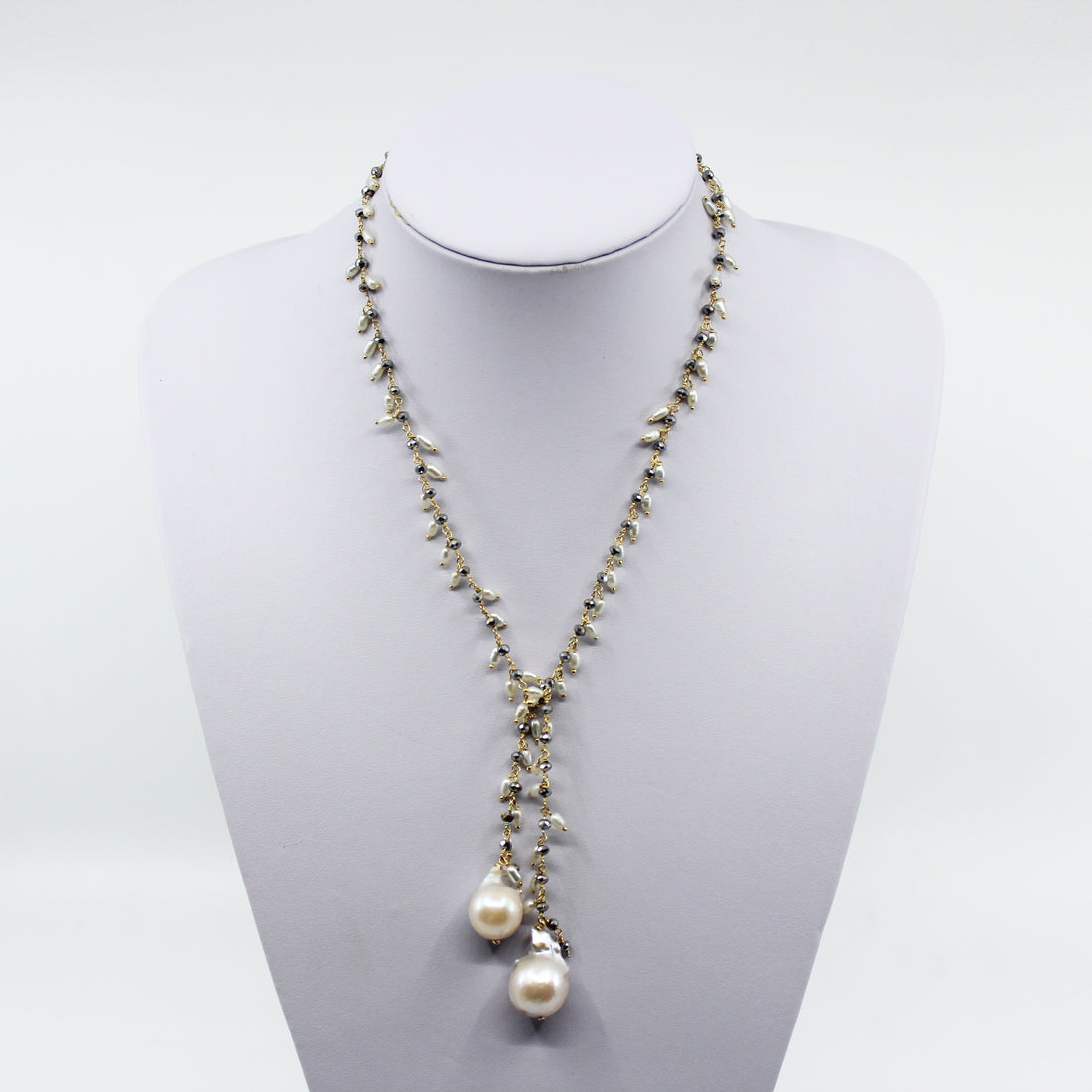 Hematite Lariat With Baroque Freshwater Pearl I MCHARMS