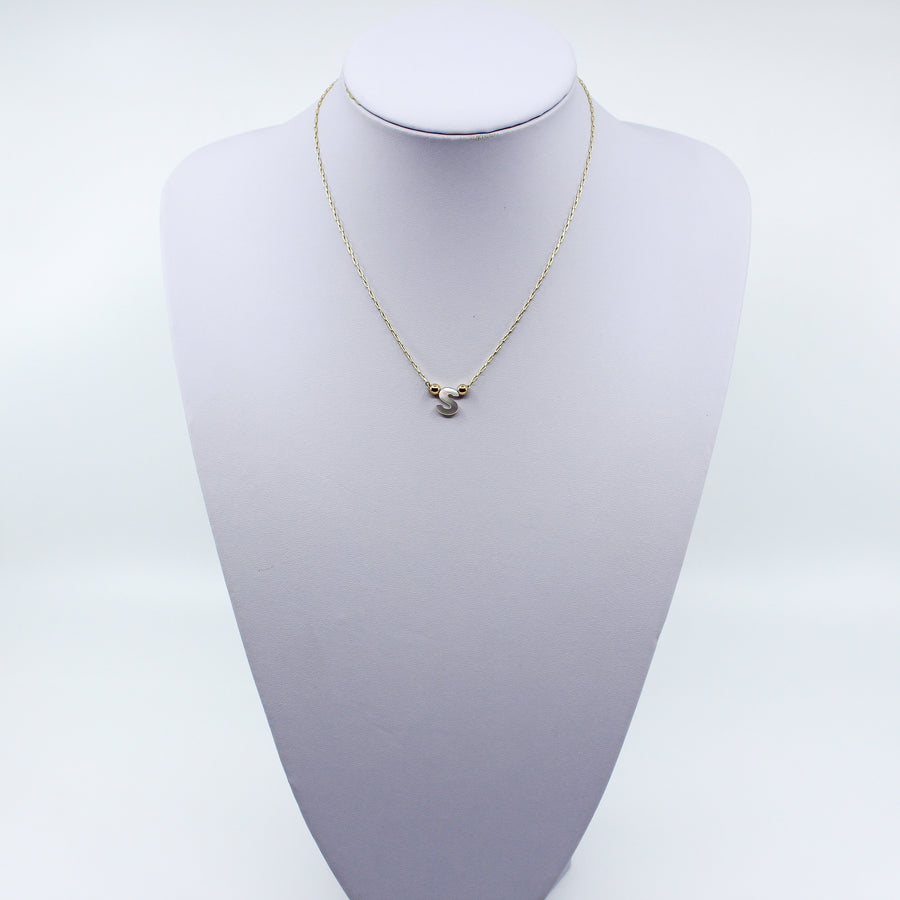 Mother Of Pearl Initial Necklace I MCHARMS