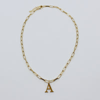 Gold Paper Clip Chain Initial Necklace I MCHARMS
