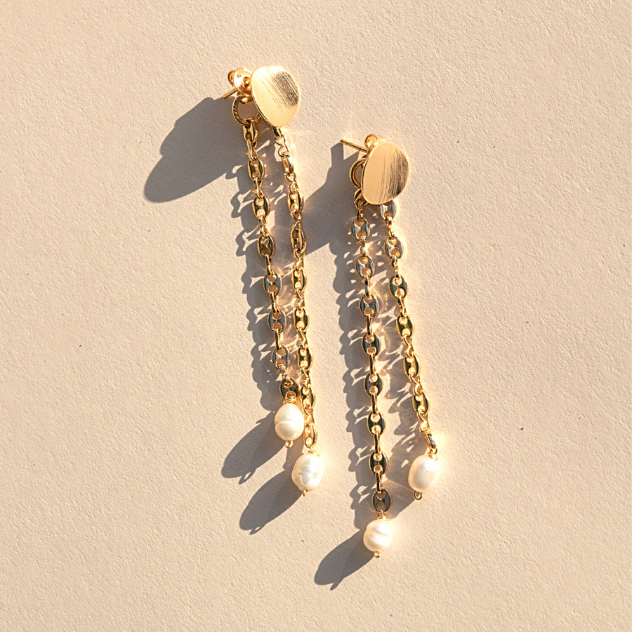 Double Drop Pearl Earrings Shop Jewelry at MCHARMS