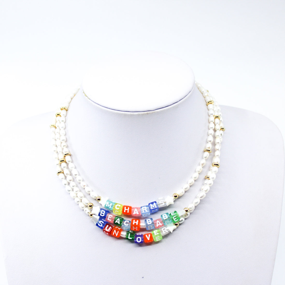 MCHARMS Pearl and Rainbow Letter Custom Necklace